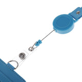 Max 2-Sided Vertical Pu Leather Badge Card Holder Neck Strap Lanyard Blue