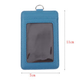 Max 2-Sided Vertical Pu Leather Badge Card Holder Neck Strap Lanyard Blue