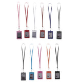 Max Vertical PU Leather ID Card Badge Holder Card Sleeve with Lanyard Black 1