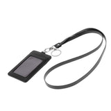 Max Vertical PU Leather ID Card Badge Holder Card Sleeve with Lanyard Black 1