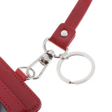 Max Vertical PU Leather ID Card Badge Holder Card Sleeve with Lanyard Red