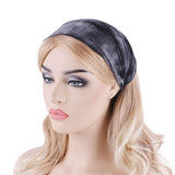 Tie-Dye Headband Stretch Wide Hair Wrap Hair Band Yoga Headwear Black