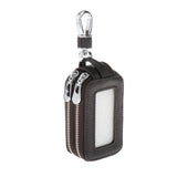 Mens PU Leather Car Key Case Key Holder Key Organizer Wallet Dark Coffee