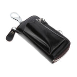 Mens Fashion Zip Around 6 Hook Key Case Car Key Holder Wallet Dark Coffee