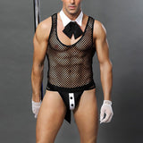 Maxbell Men Sexy Transparent Police Uniform Cosplay Costume Tops Bar Party Underwear