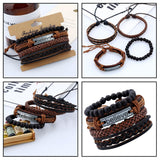 Max 4 Pieces/Set Leather Bracelet Braided Wristband Mens Beads Punk Jewelry