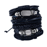 Max 6pcs/set Braided Bracelet Wrap Bangle Tribal Punk Goth Multiple Bracelet