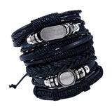 Max 6pcs/set Braided Bracelet Wrap Bangle Tribal Punk Goth Multiple Bracelet