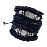 Max 6pcs/set Braided Bracelet Wrap Bangle Tribal Punk Goth Multiple Bracelet