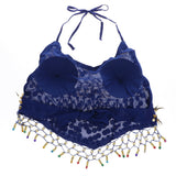 Max Belly Dance Costumes Bra Halter Top Sequin Performance Outfits  Royal Blue