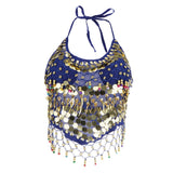 Max Belly Dance Costumes Bra Halter Top Sequin Performance Outfits  Royal Blue