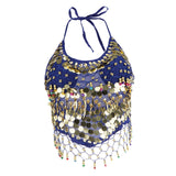 Max Belly Dance Costumes Bra Halter Top Sequin Performance Outfits  Royal Blue