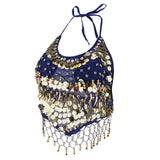Max Belly Dance Costumes Bra Halter Top Sequin Performance Outfits  Royal Blue