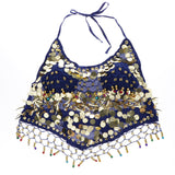 Max Belly Dance Costumes Bra Halter Top Sequin Performance Outfits  Royal Blue