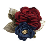 Max Korean Style Rose Flower Shawl Brooch Pin Groom Bridal Corsage Wine