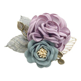 Max Korean Style Rose Flower Shawl Brooch Pin Groom Bridal Corsage Purple
