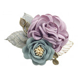 Max Korean Style Rose Flower Shawl Brooch Pin Groom Bridal Corsage Purple