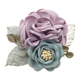 Max Korean Style Rose Flower Shawl Brooch Pin Groom Bridal Corsage Purple