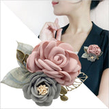Max Korean Style Rose Flower Shawl Brooch Pin Groom Bridal Corsage Cameo Brown