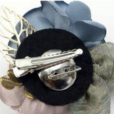 Max Korean Style Rose Flower Shawl Brooch Pin Groom Bridal Corsage Cameo Brown