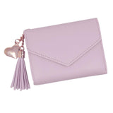 Womens Fashion Trifold Wallet Leather Coins Multi Card Wallet Light Purple
