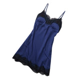 Max Women Silky Nightgown Sexy Lingerie Sleeveless Lace Chemise Nightdress S