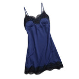 Max Women Silky Nightgown Sexy Lingerie Sleeveless Lace Chemise Nightdress S