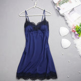 Max Women Silky Nightgown Sexy Lingerie Sleeveless Lace Chemise Nightdress S