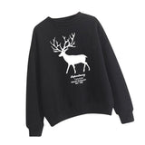 Women's Crewneck Cotton Sweatshirt Long Sleeves Black Pullover Loose Top XL