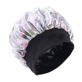 Women Floral Night Sleep Cap Hair Bonnet Hat Head Cover Turban Wrap Silver