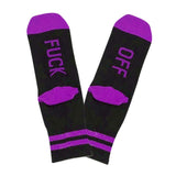 Unisex Funny Socks F**k Off Crew Socks Causal Winter Warm Tube Socks Purple