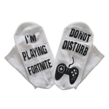 Max 1Pair Unisex Letter Print Cotton Ankle Socks Stockings for Game Players 15cm