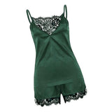 Max Women Ladies Sexy Lace Satin Sleepwear Cami Top and Shorts Pajama Set S