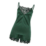 Max Women Ladies Sexy Lace Satin Sleepwear Cami Top and Shorts Pajama Set S