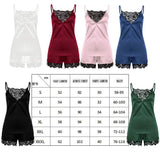 Max Women Ladies Sexy Lace Satin Sleepwear Cami Top and Shorts Pajama Set S