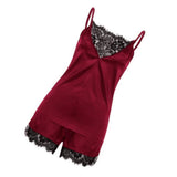 Max Wine Red Women's Lace Satin Sleepwear Cami Top and Shorts Pajama  L