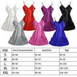 Max Women Satin Nightgown Sexy Lingerie Sleeveless Lace Chemise Nightdress L