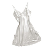 Max Women Satin Nightgown Sexy Lingerie Sleeveless Lace Chemise Nightdress XL