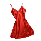 Max Women's Sexy Pajamas V Neck Nightwear Lingerie Babydoll Sleep Wear Red S