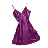 Max Womens Sexy Lingerie Sleepwear Satin Bowknot Lace Babydoll Cami Dress  M