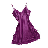 Max Womens Sexy Lingerie Sleepwear Satin Bowknot Lace Babydoll Cami Dress  L