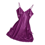 Max Womens Sexy Lingerie Sleepwear Satin Bowknot Lace Babydoll Cami Dress  L