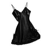 Max Women Black Sexy V-Neck Lace Trim Nightdress Sleepwear Sleeveless Pajama XL
