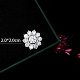 Max Lapel Pin 2cm Clear Rhinestone Crystal Brooch Pin Flower for Women Girls
