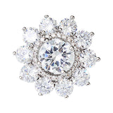 Max Lapel Pin 2cm Clear Rhinestone Crystal Brooch Pin Flower for Women Girls
