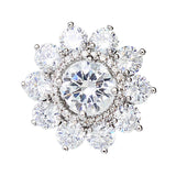 Max Lapel Pin 2cm Clear Rhinestone Crystal Brooch Pin Flower for Women Girls