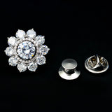 Max Lapel Pin 2cm Clear Rhinestone Crystal Brooch Pin Flower for Women Girls