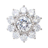 Max Lapel Pin 2cm Clear Rhinestone Crystal Brooch Pin Flower for Women Girls
