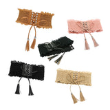 Max Womens Lace Leather Wide Waist Belt Cincher Elastic Band Corset Light Tan