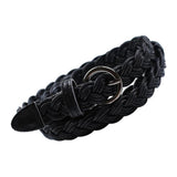 Women Weaved Waist Belt Skinny Braided Waistband Retro Waist Belts Black